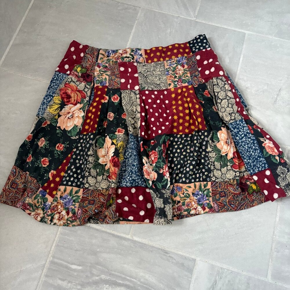 patterned quilted a-line skirt